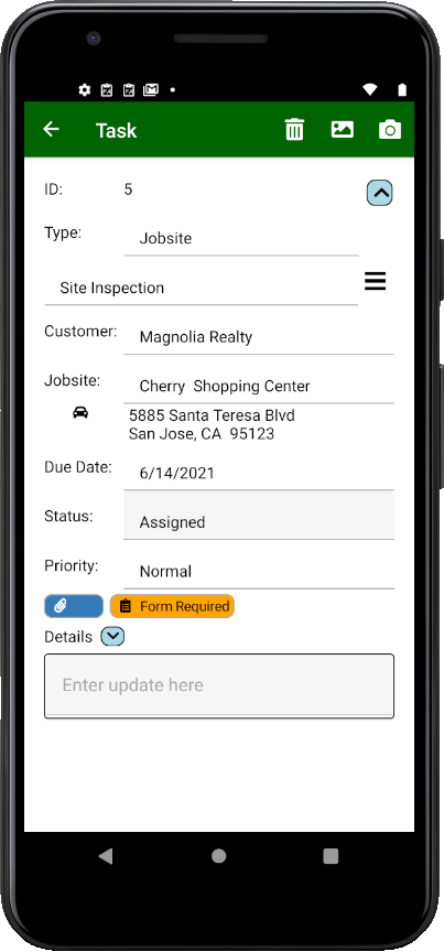 Require completed form attached to task